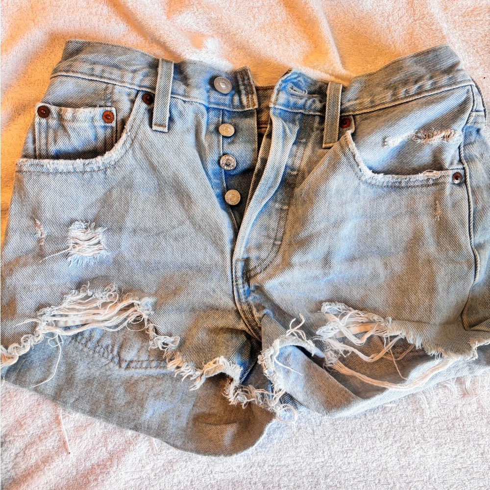 Levi's Light Blue Distressed Jean Shorts